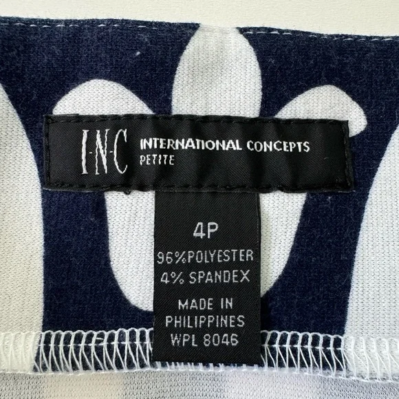 INC International Navy Blue and Blue White A-line pull on skirt. Size 4P - Picture 3 of 6
